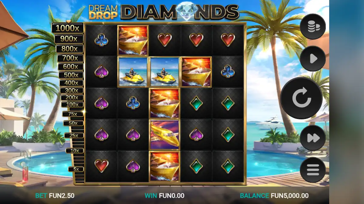 Basisspiel von Dream Drop Diamonds Slot
