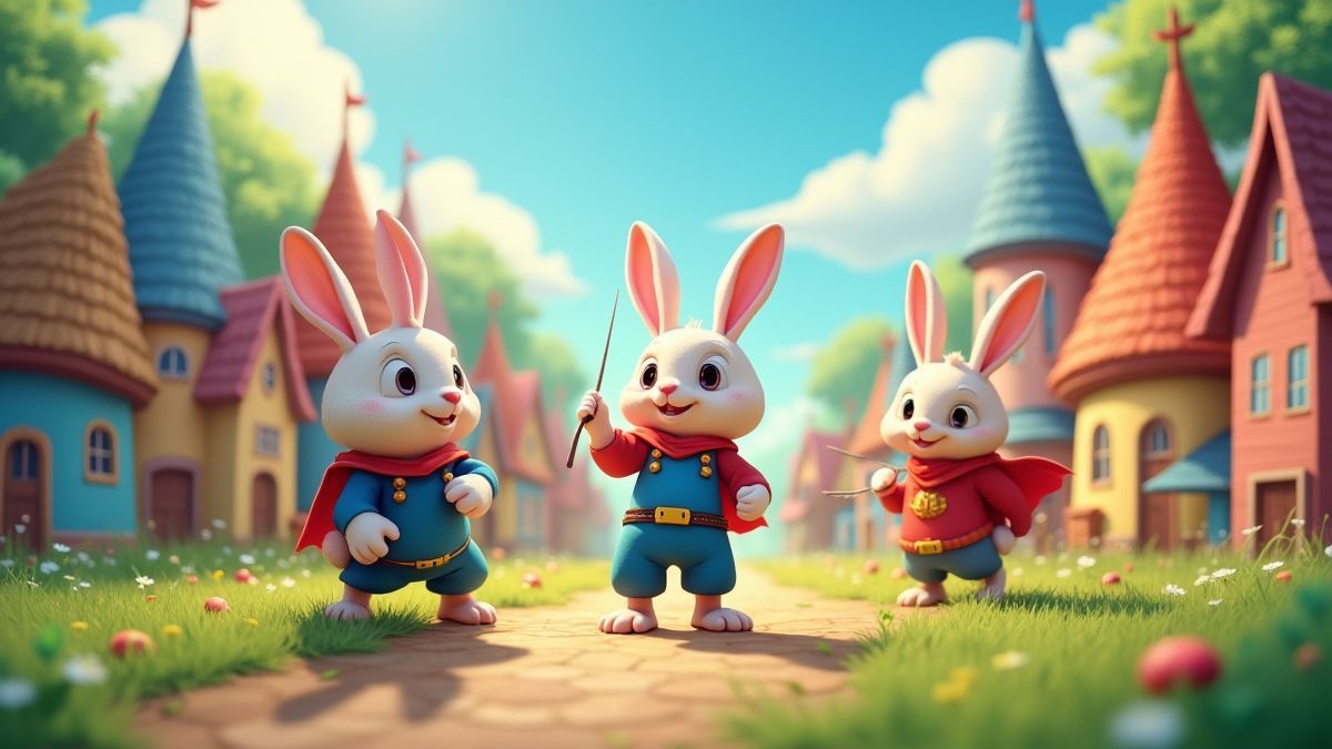 Ciudad atacada defendida por conejos héroes