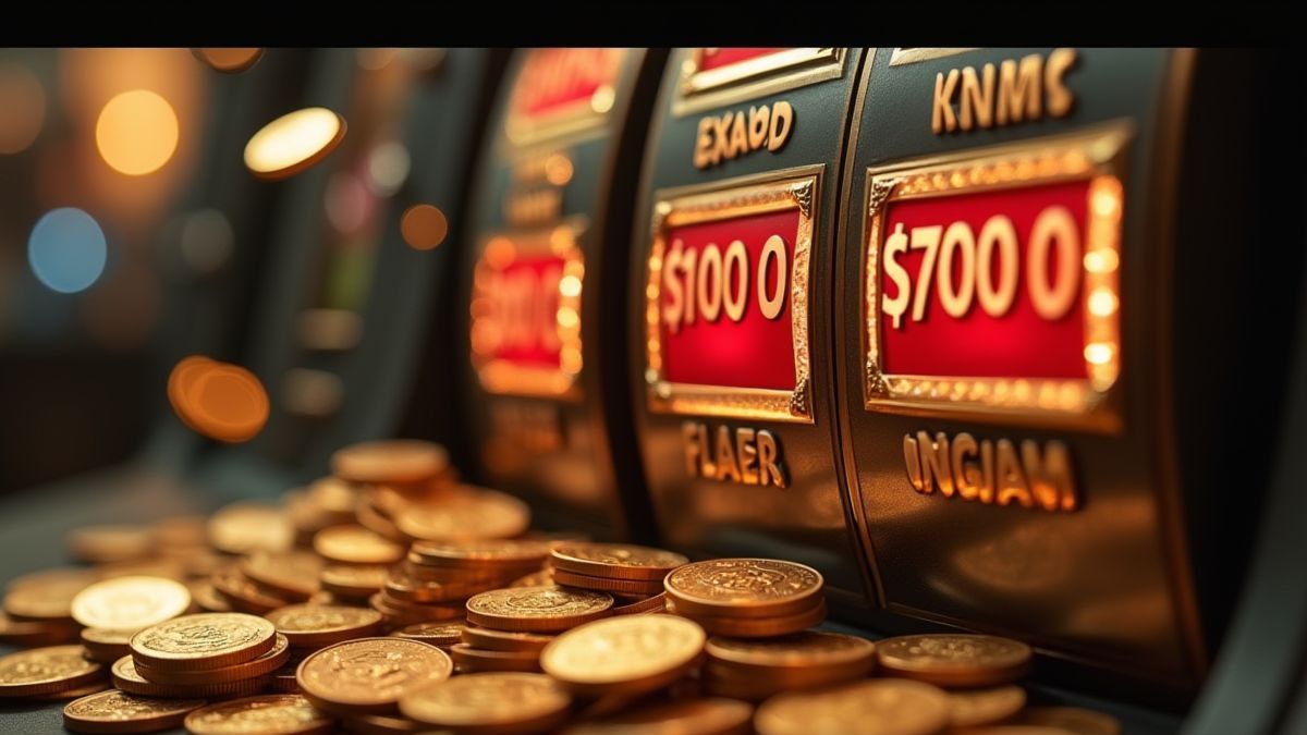 Écran de jackpot avec des pièces et des billets