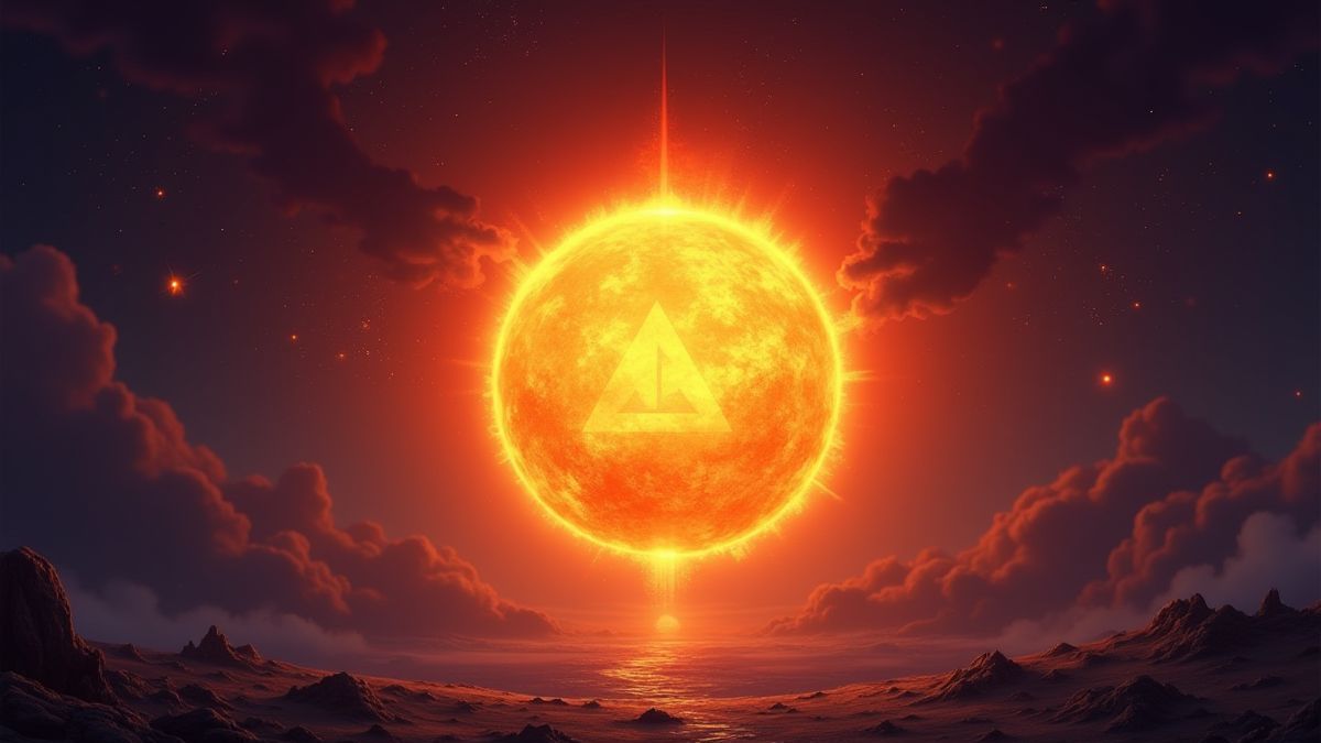 Símbolo de sol expandiéndose en los carretes.