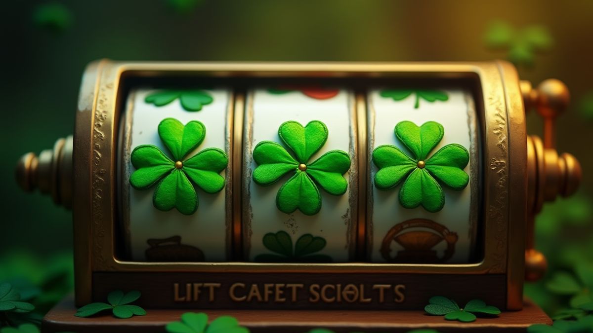 Slot machine with clovers locked on the reels.