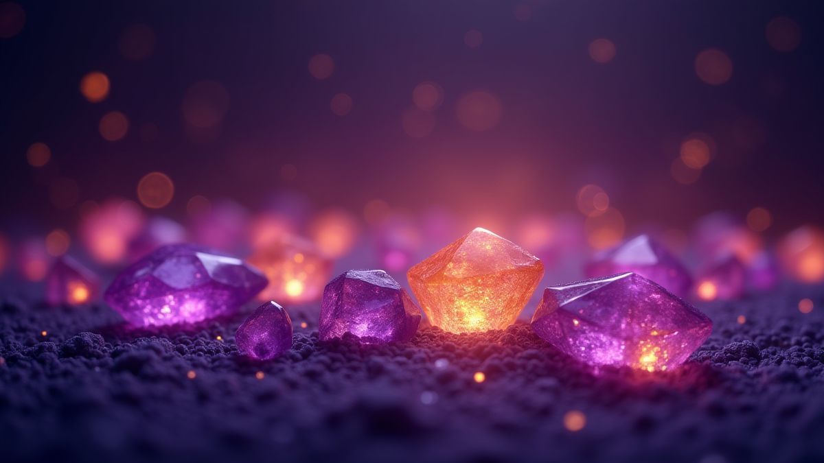 Gemas brillantes en un fondo misterioso.