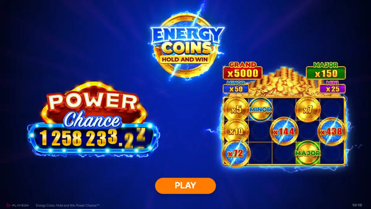Slider d'introduction d'Energy Coins : Hold and Win Power Chance