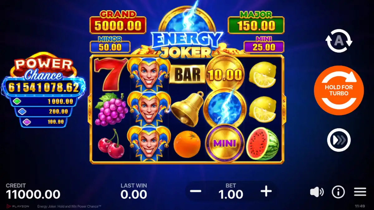Pantalla del juego base de Energy Joker: Hold and Win Power Chance