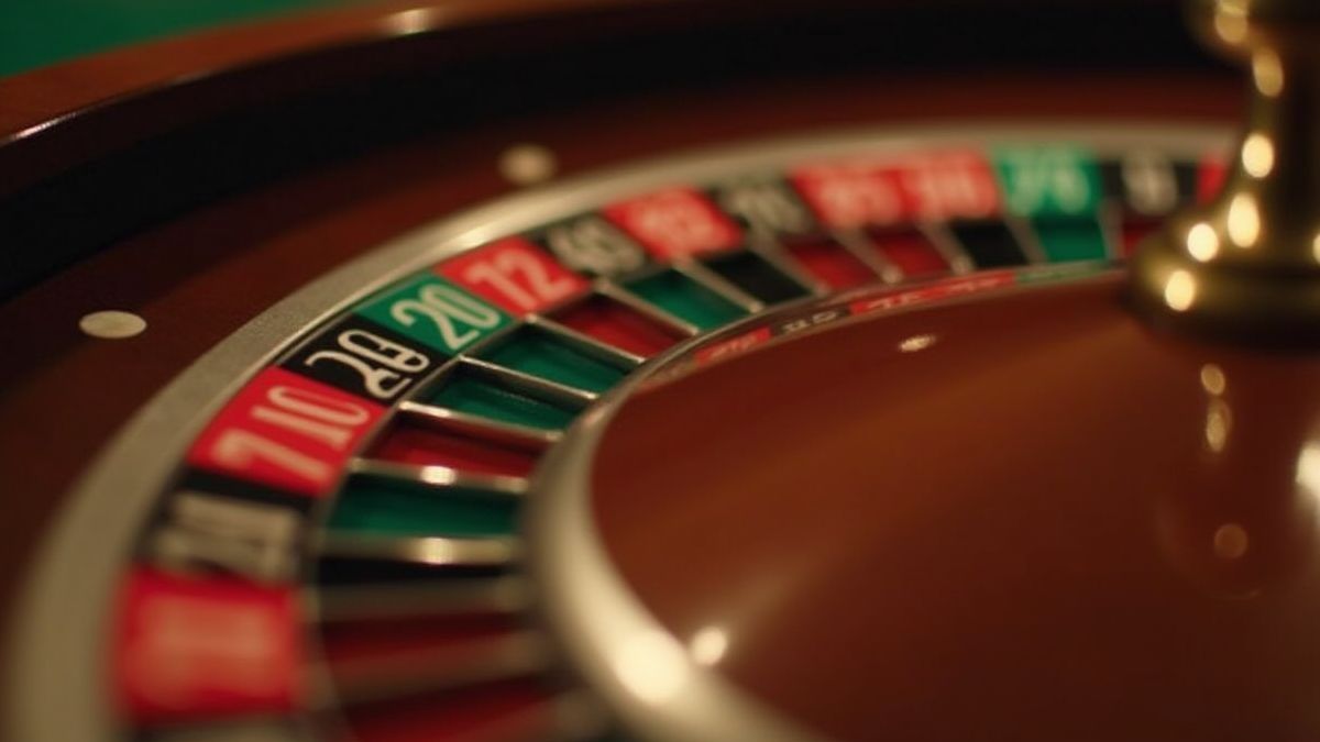 Roue de roulette avec des numéros et une balle tournante.