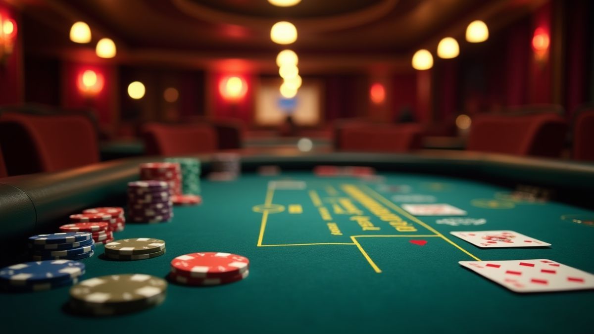 Europese pokertafel met fiches en kaarten in een gezellige omgeving.