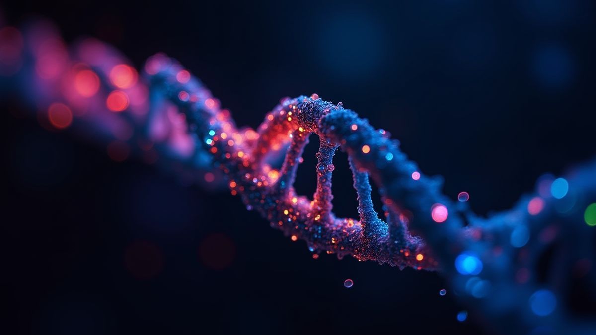 Séquences d'ADN brillant dans l'obscurité.
