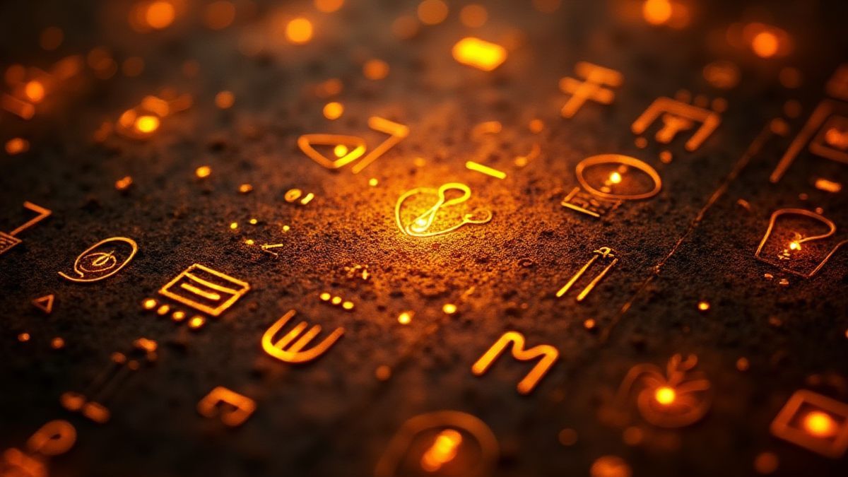 Glowing Egyptian hieroglyphics