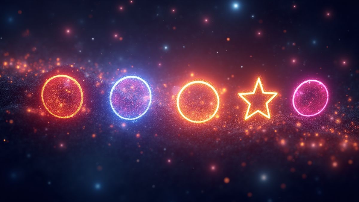 Symboles brillants et fond cosmique.