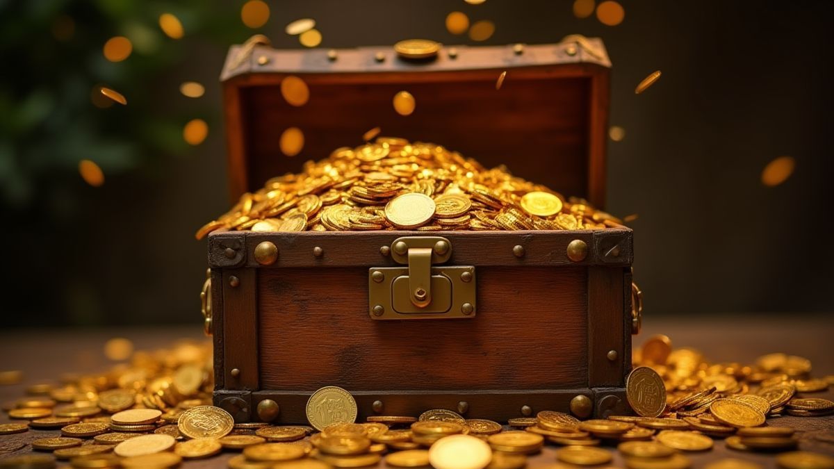 Un coffre au trésor rempli de pièces d'or.