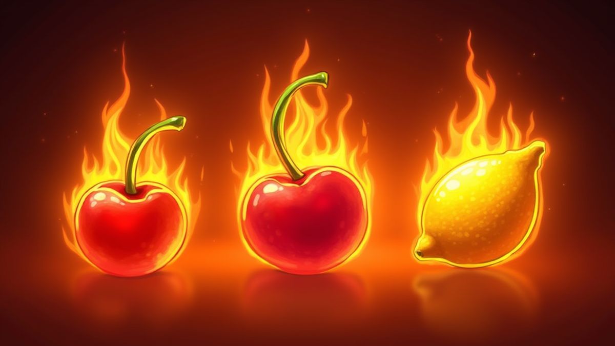 Leuchtende Früchte umgeben von Flammen