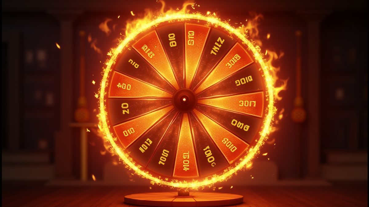 Brennendes Rad mit leuchtenden Multiplikatoren