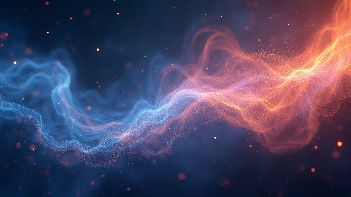 Remolinos de viento con partículas luminosas y un aura mística.