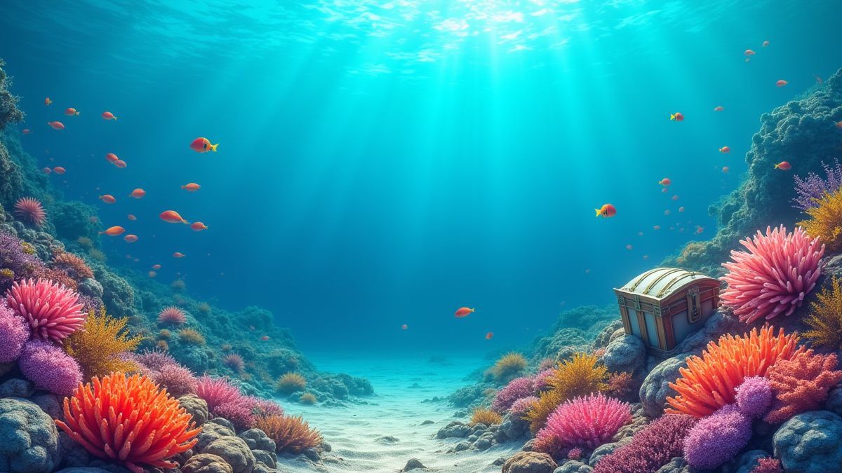 Arrecife de coral vibrante con tesoros escondidos