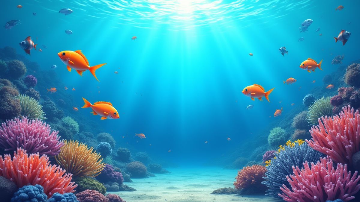 Poissons nageant parmi des récifs de corail sous l'eau.