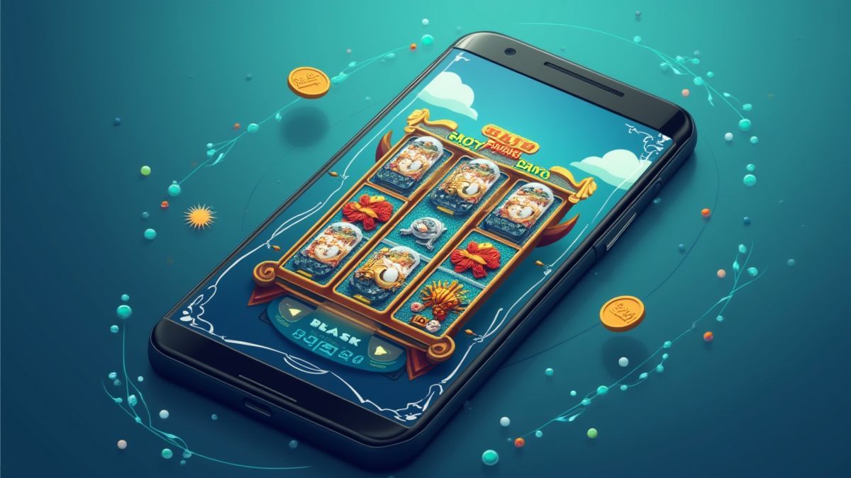 Ein Handy, das eine Slot-Schnittstelle mit Fisch-Thema zeigt.