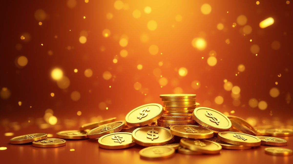 Monedas de oro brillando en un casino.