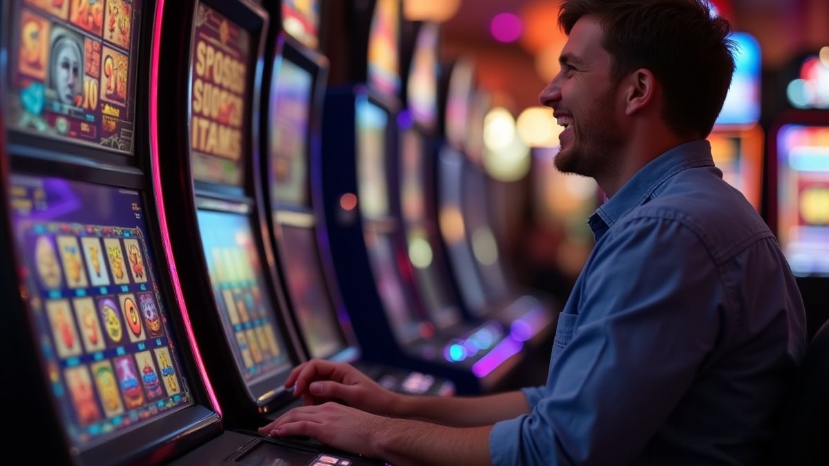 Player setting a budget at a slot machine.