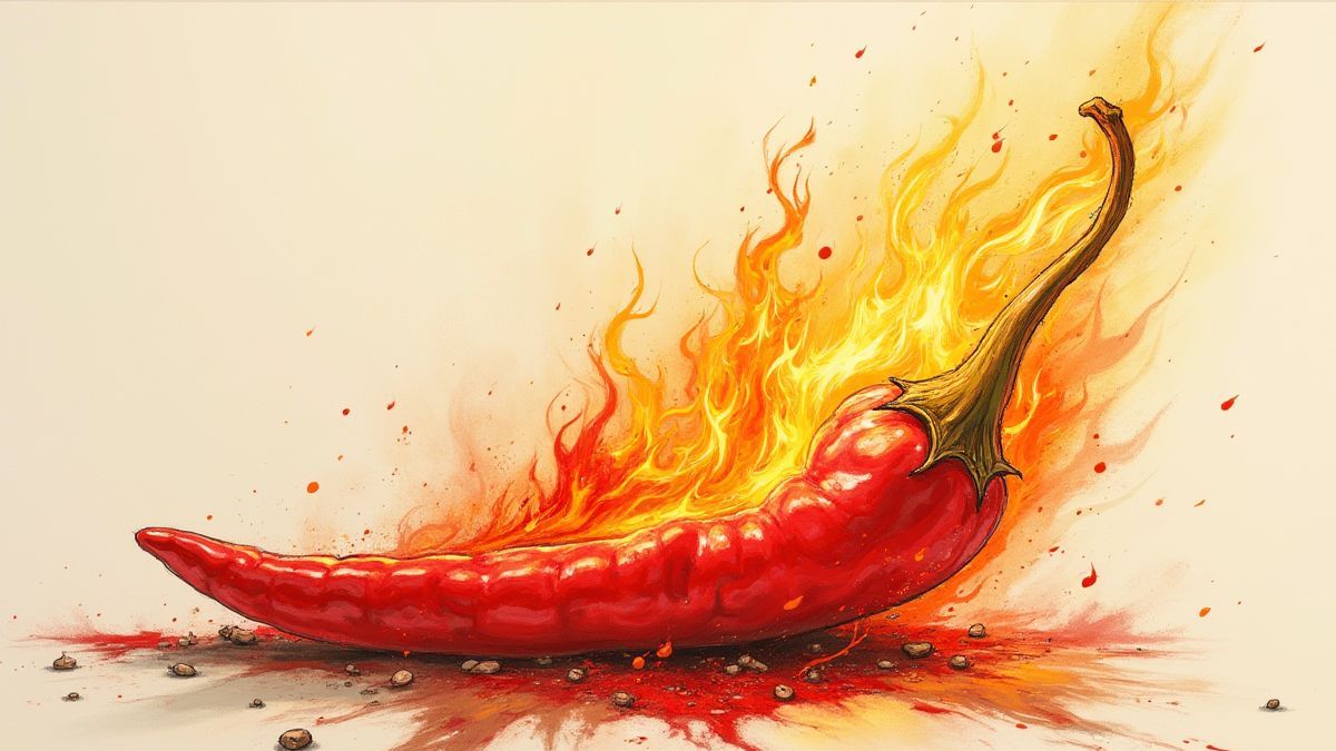 A spicy meter exploding in flames.
