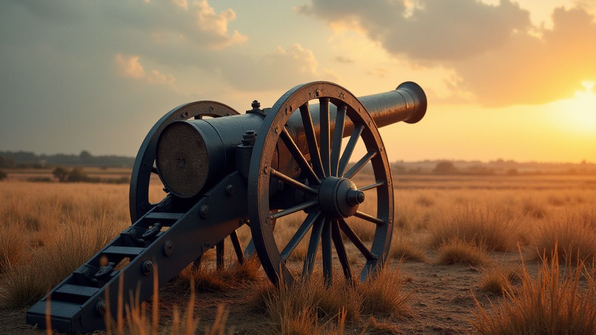 Um tambor e um canhão típicos da Guerra Civil Americana.