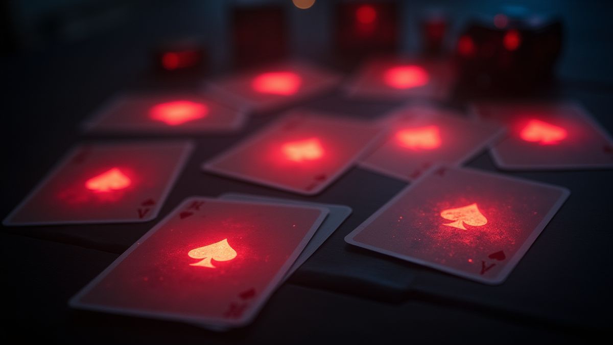 Cartas viradas para baixo brilhando com uma aura misteriosa.