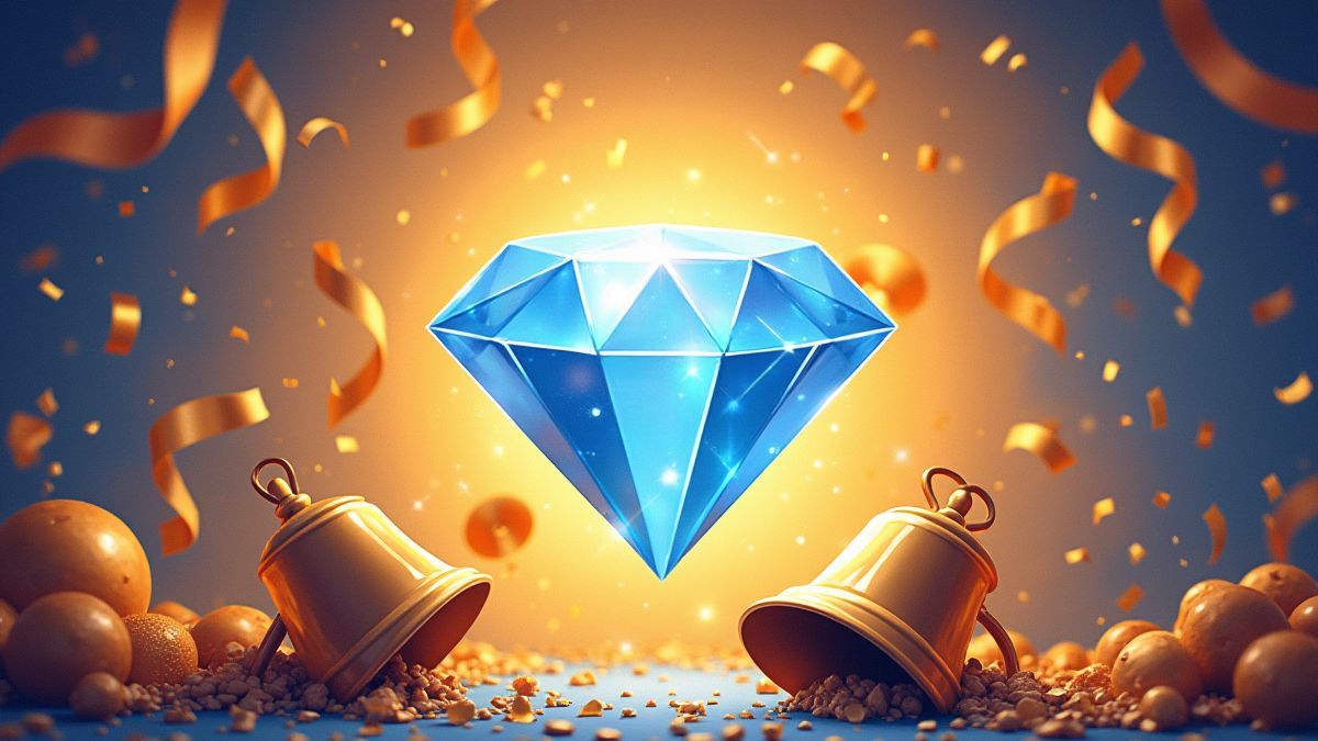 Diamond and bell in a festive setting