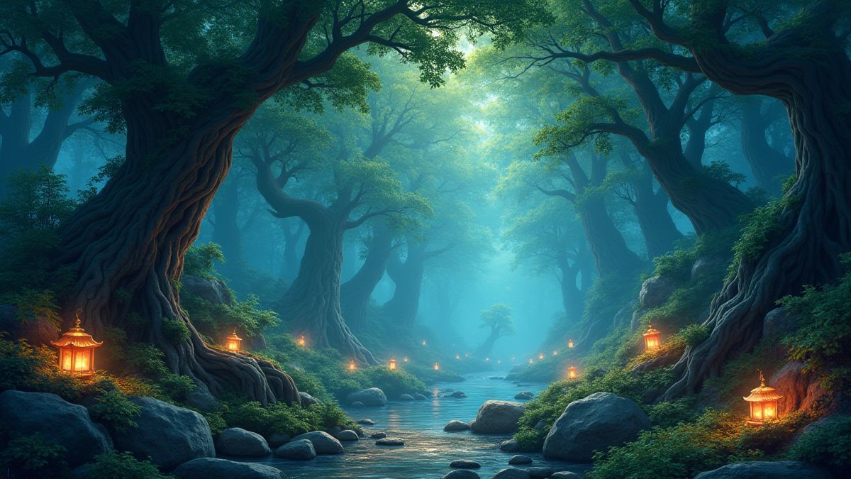 Mystischer Wald inspiriert von Asien