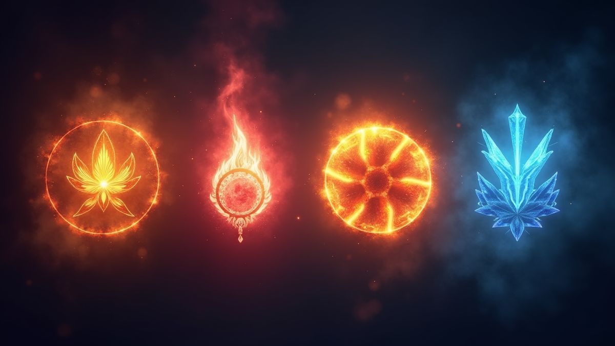 Leuchtende Elementarsymbole