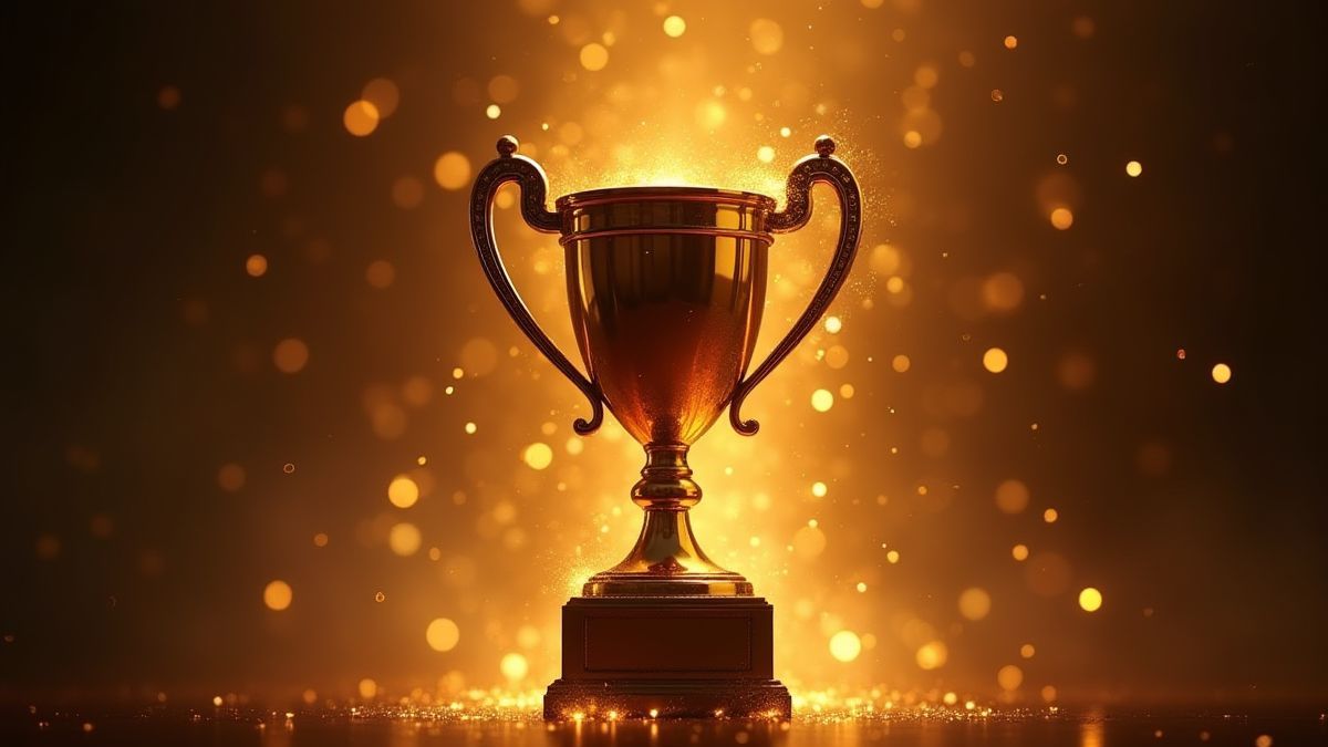 Trophée doré avec effets brillants