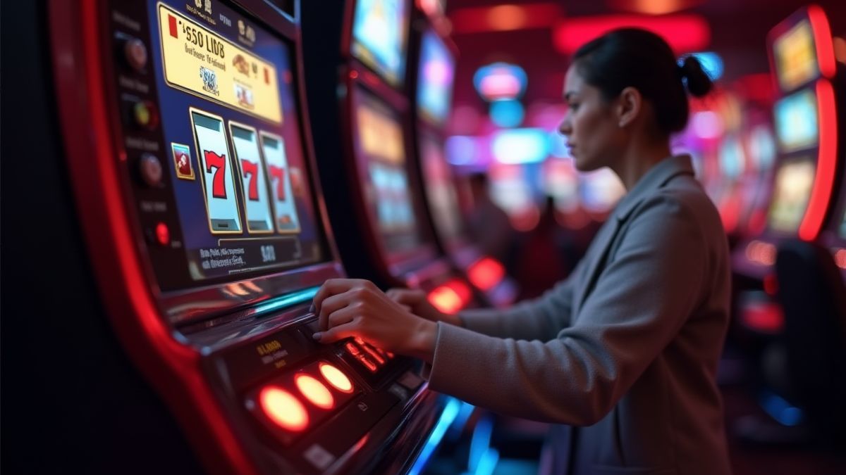 Joueur ajustant les options sur une machine à sous