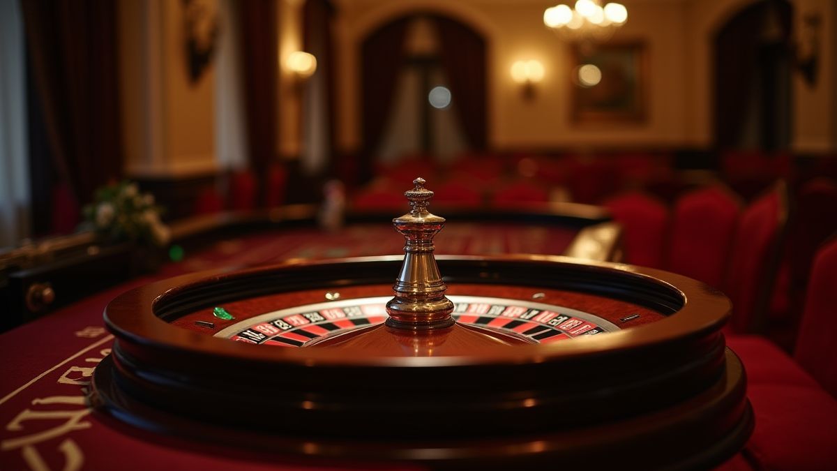 Rueda de ruleta en un entorno de casino elegante francés.