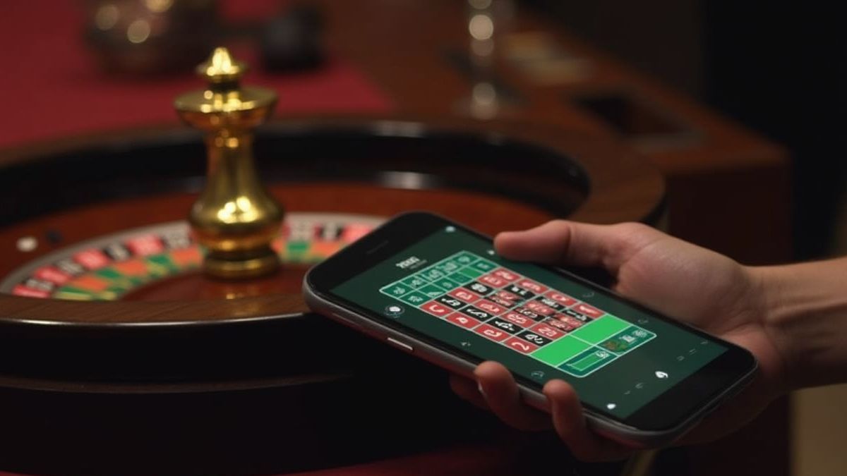 Jugador utilizando una tablet para jugar a la ruleta.