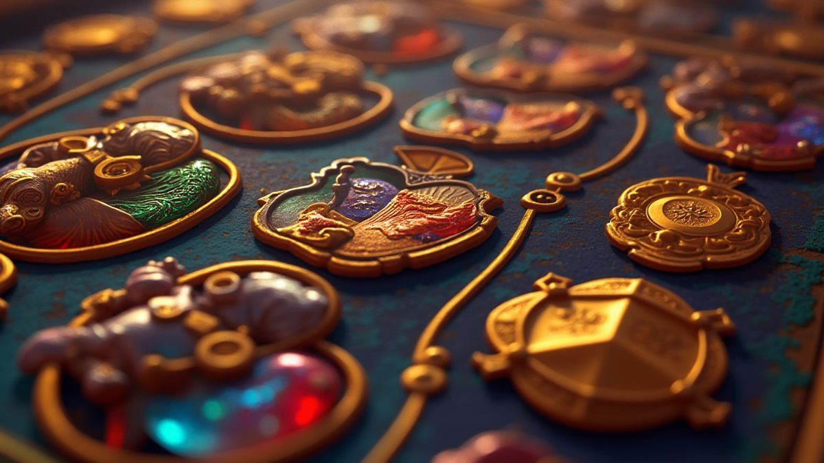 Colorful shields and jockey symbols during the free spins.