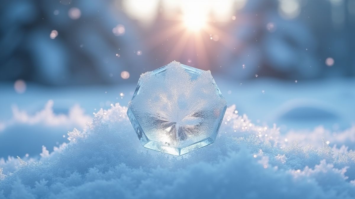 Cristales de hielo brillantes y diamantes en un paisaje nevado