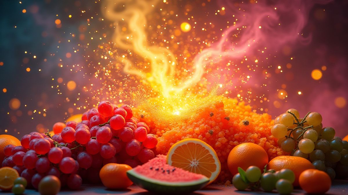 Explosition de fruits vibrants en couleurs éclatantes.