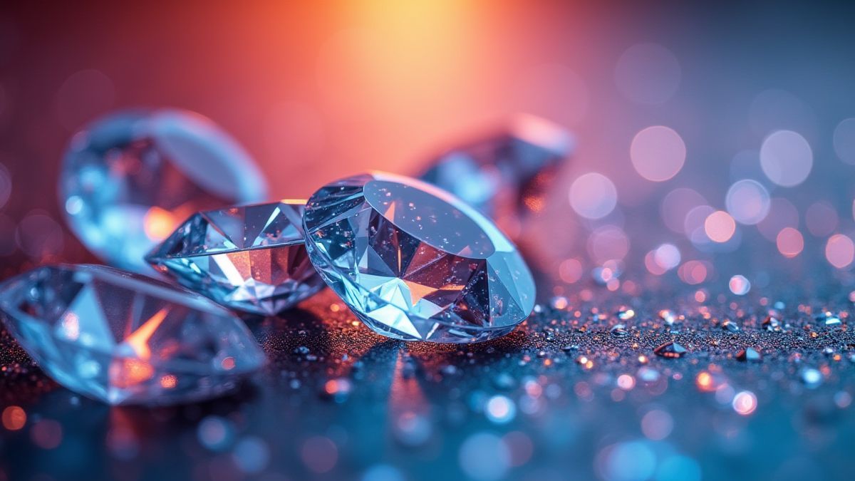 Shiny diamonds on a vibrant background.