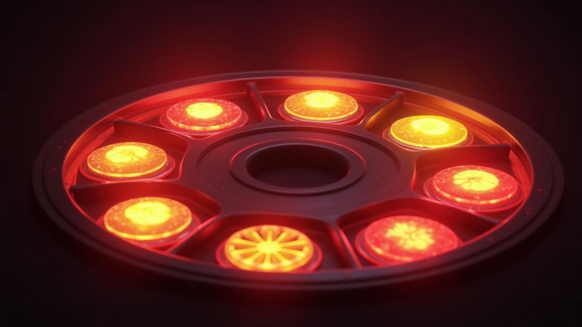 Un rouleau tournant avec des symboles de fruits comme des cerises et des citrons.