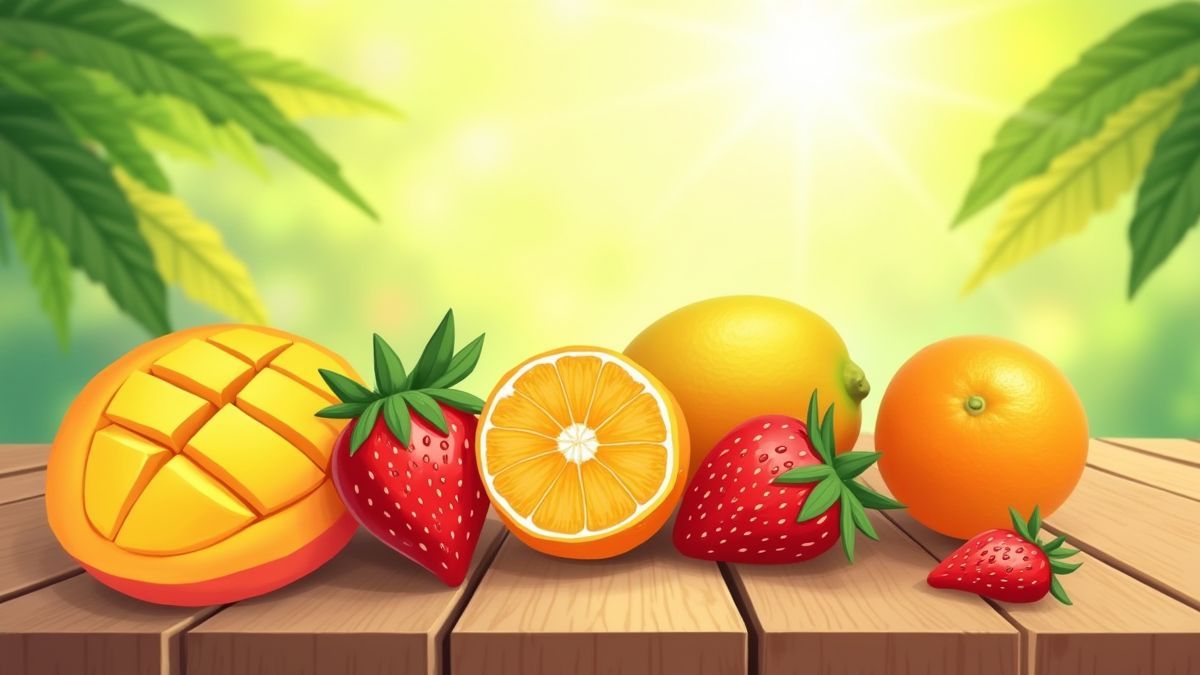 Tropisch fruit op een houten tafel onder de zon