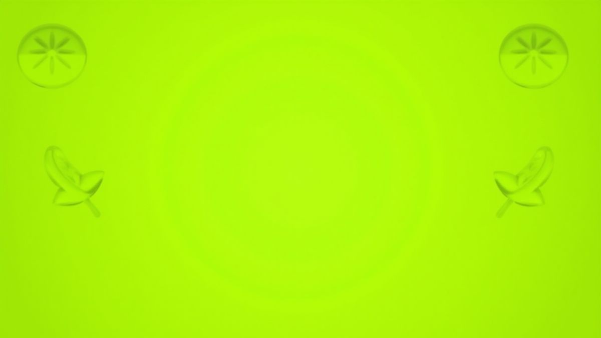 Fundo verde limão com ícones de frutas.