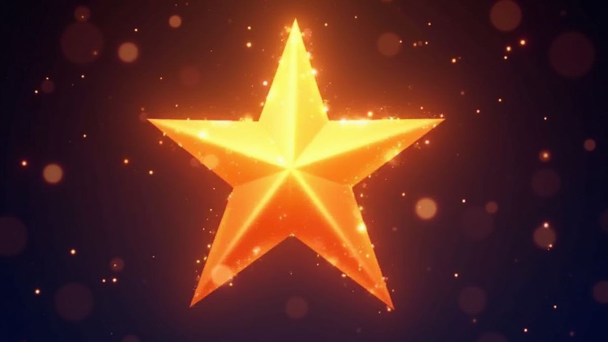 Una estrella dorada iluminada con efectos brillantes.