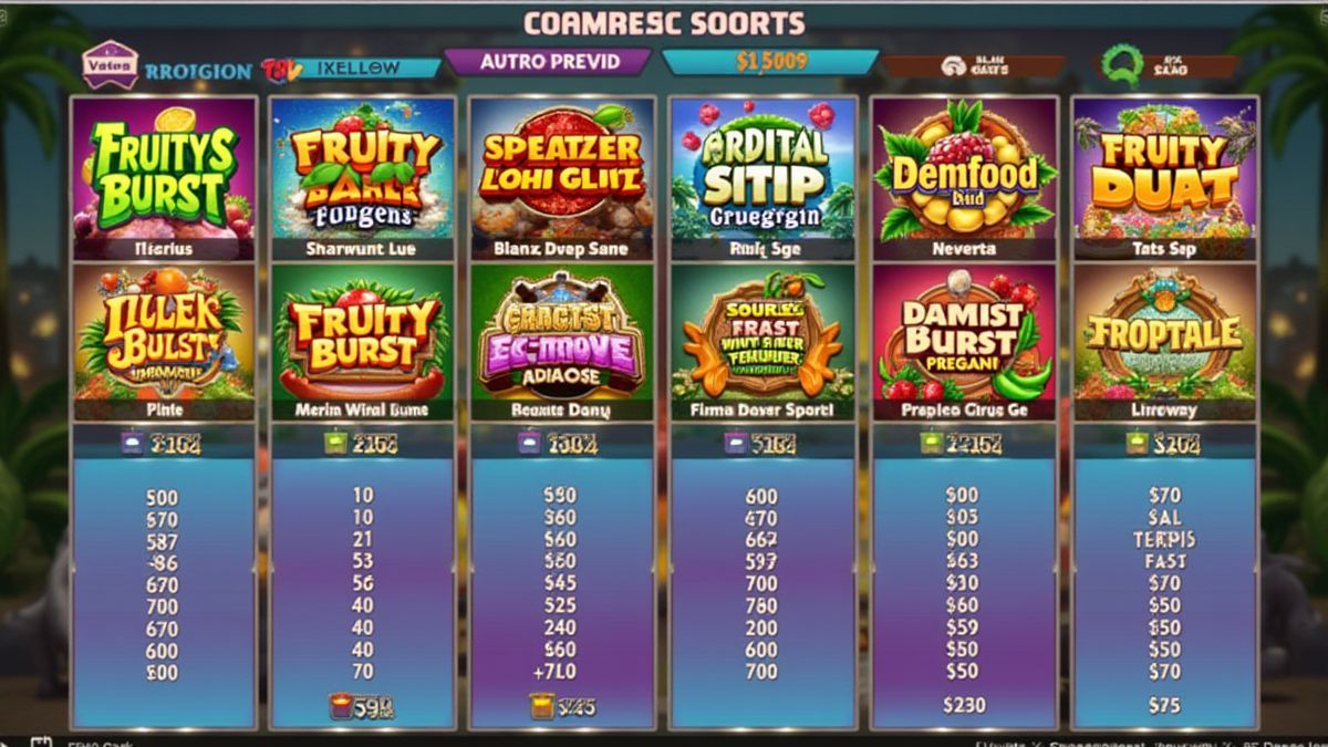 Gráfico comparativo de Fruity Burst com outros slots de temática tropical.