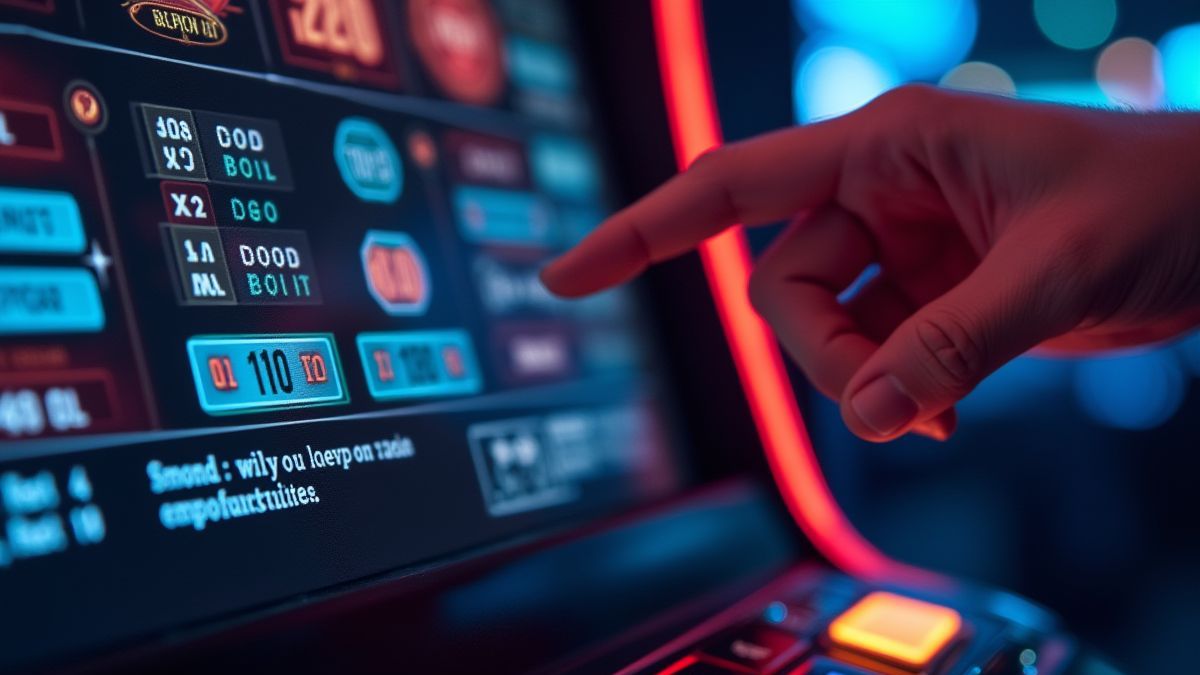 Ajustement des mises sur une interface futuriste de machine à sous.