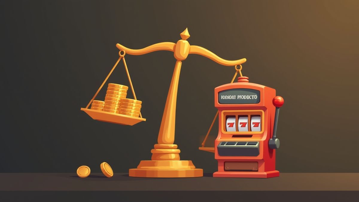 Balance équilibrant des pièces et une machine à sous.