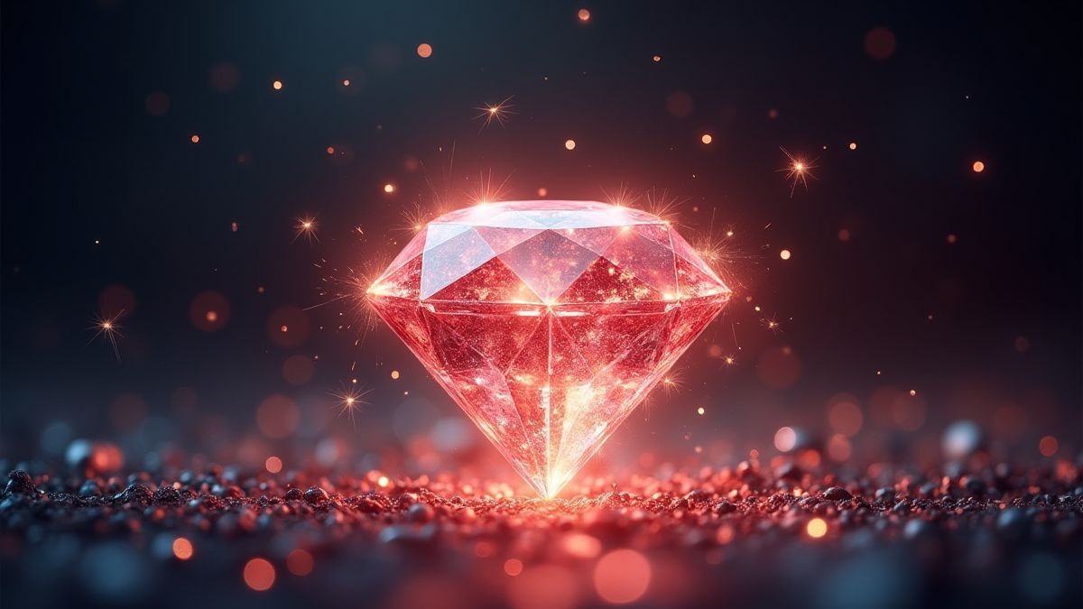 Um diamante brilhante rodeado de destelhos mágicos.