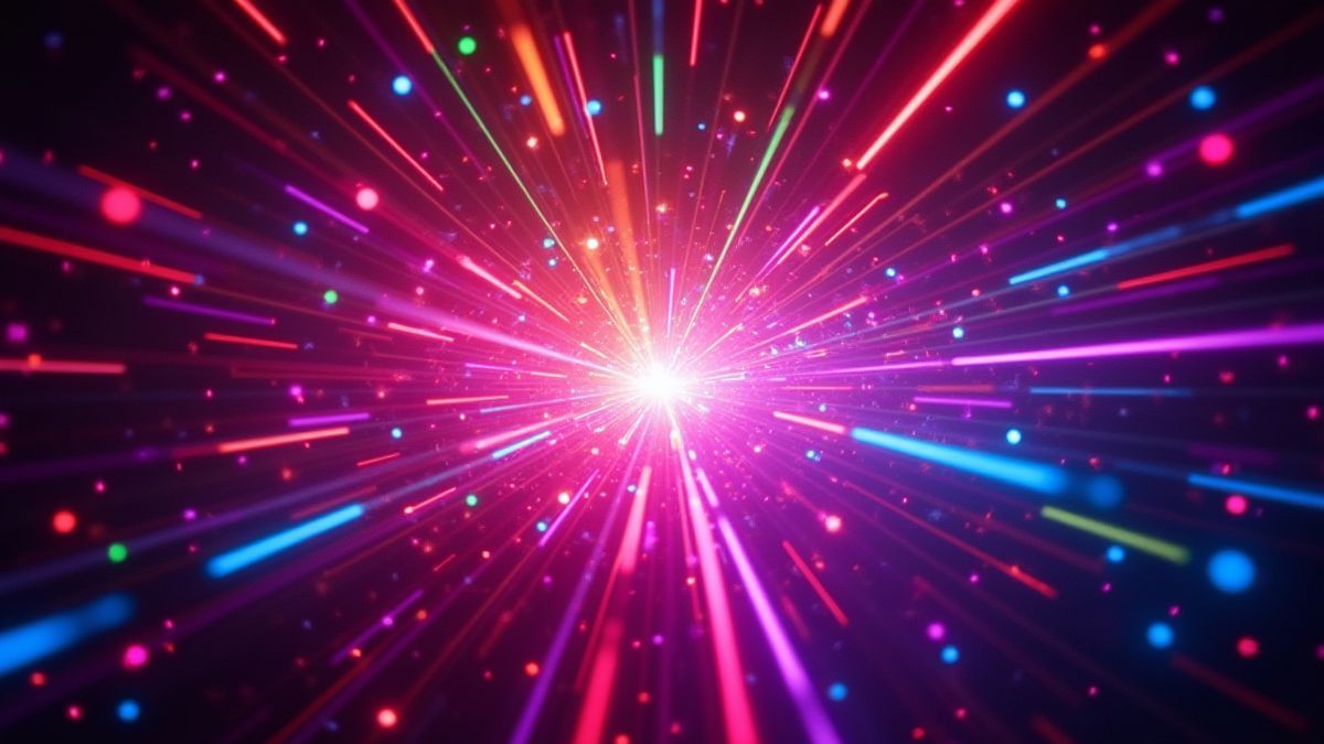 Explosition de lumières de néon représentant les effets des multiplicateurs dans un environnement disco.