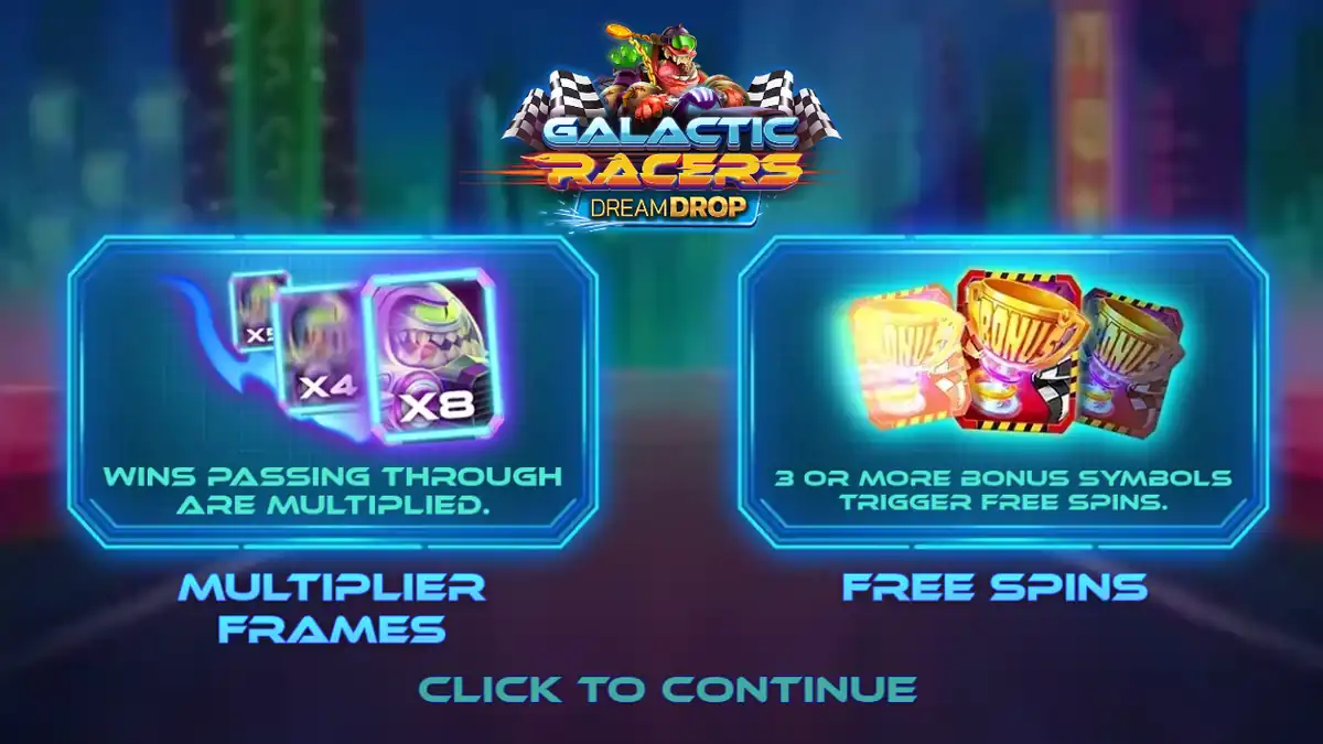 Slider des Basisspiels von Galactic Racers Dream Drop Slot
