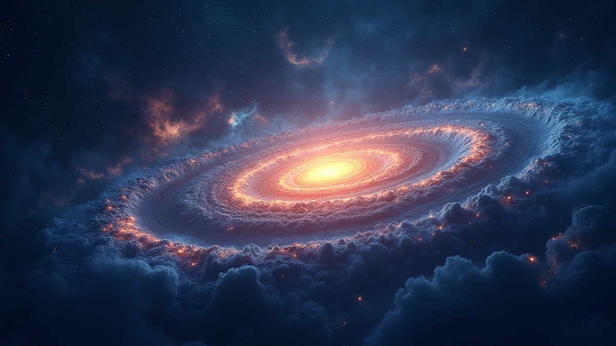 Een kosmisch vortic met draaiende sterren.