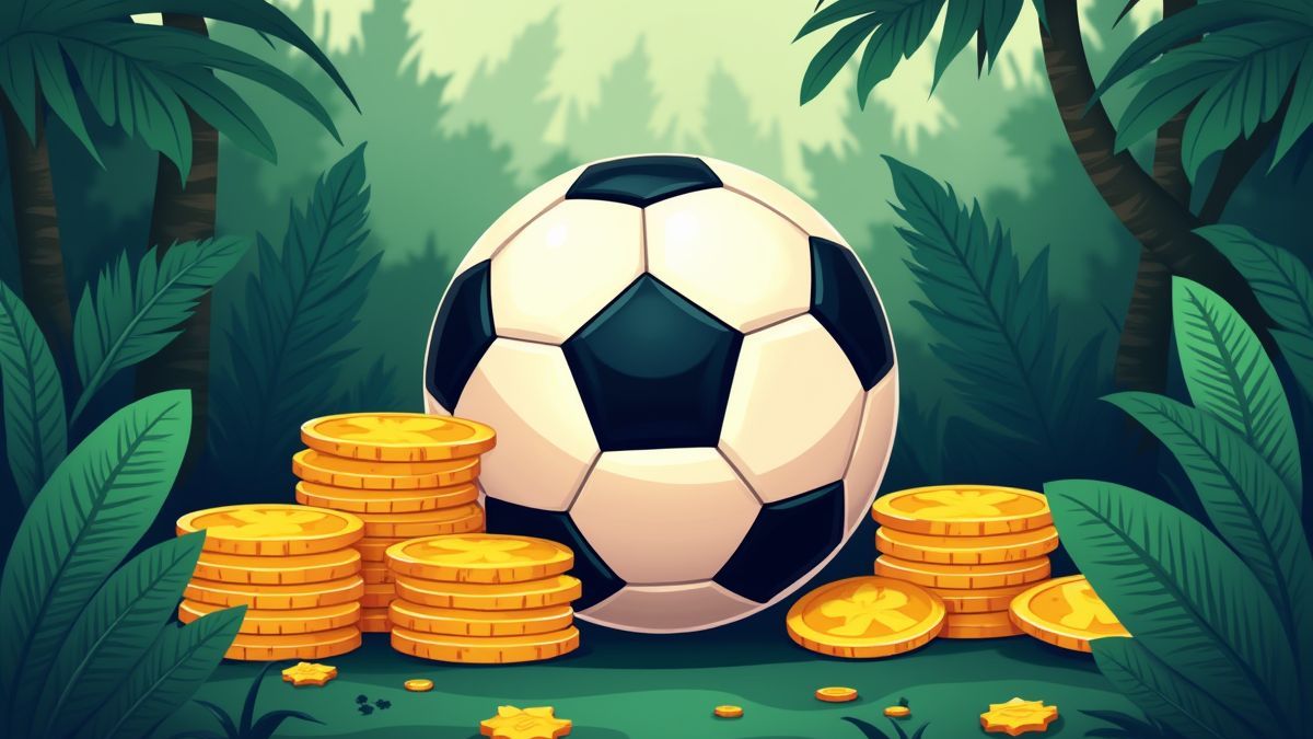 Coins and a football in the jungle