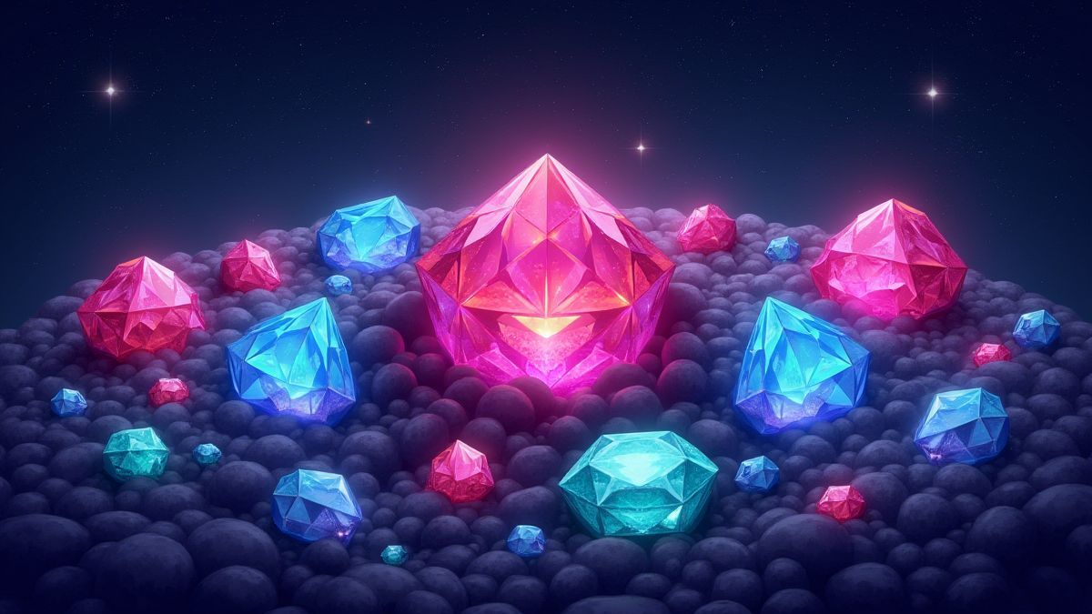 Vibrant gems in a cosmic starry environment.