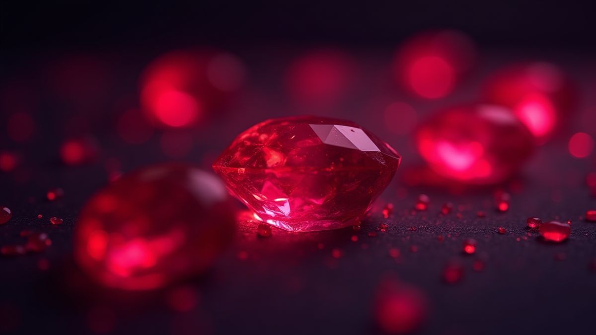 Rubíes brillando en la oscuridad.